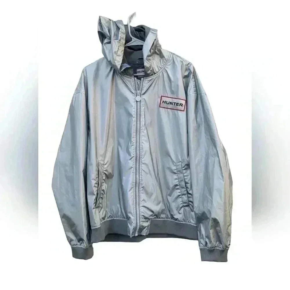 Hunter for Target Women's Sliver Full-Zip-Up Lightweight Hooded Rain Jacket XL